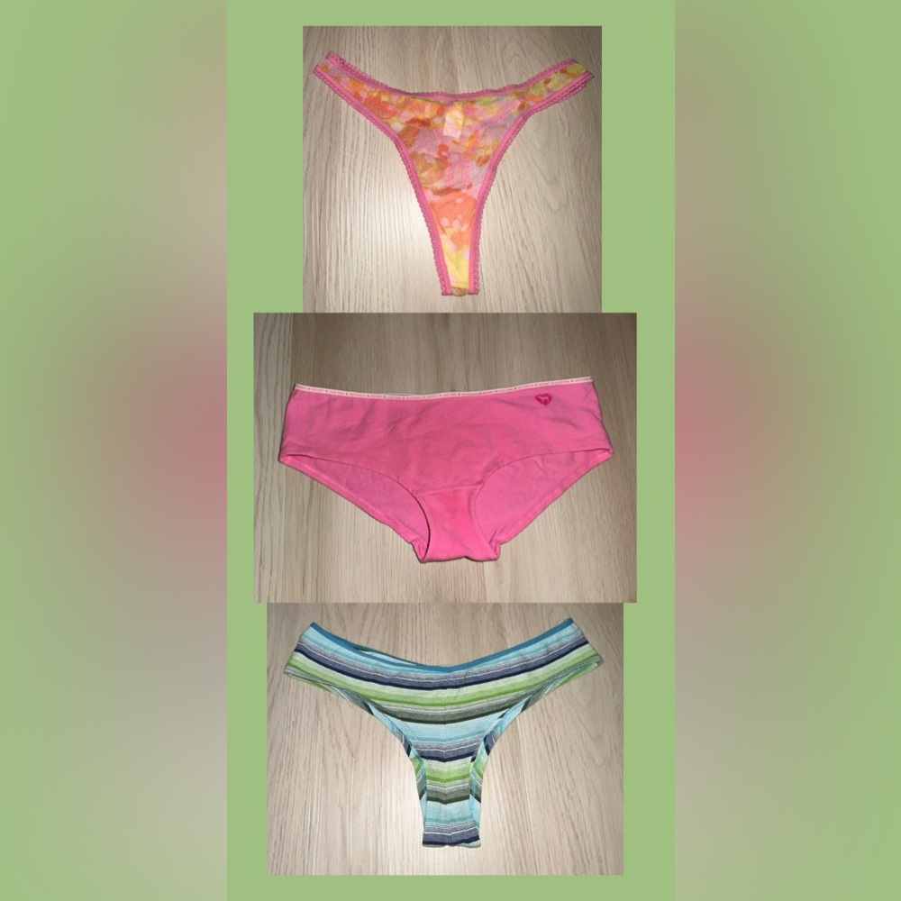 3 Y2K Victorias Secret PINK Extra Low-Rise Cheeky Hipster/Hipster-Thong Panties